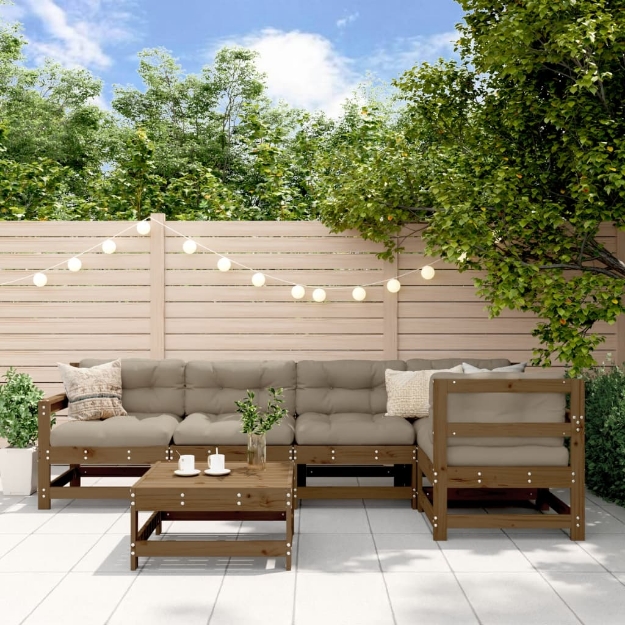 Set Salotto da Giardino 6 pz ambra in Legno Massello di Pino