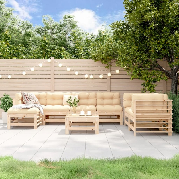 Set Salotto da Giardino 8 pz in Legno Massello di Pino