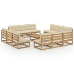 Set Divani da Giardino 13 pz con Cuscini Legno Massello di Pino