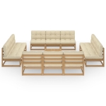 Set Divani da Giardino 13 pz con Cuscini Legno Massello di Pino