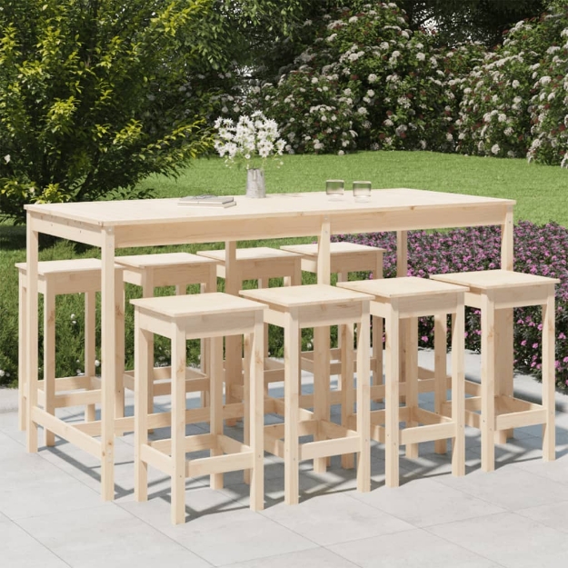 Set Bar da Giardino 9 pz in Legno Massello di Pino