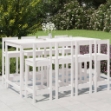 Set Bar da Giardino 9 pz Bianco in Legno Massello di Pino