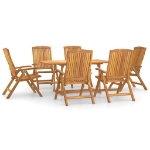 Set da Pranzo da Giardino 7 pz in Legno Massello di Teak