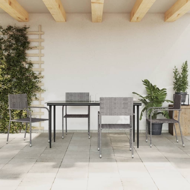 Set da Pranzo da Giardino 5 pz Grigio in Polyrattan