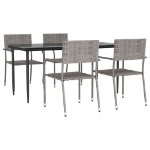 Set da Pranzo da Giardino 5 pz Grigio in Polyrattan
