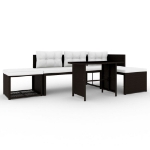 Set Divani da Giardino 4 pz in Polyrattan Marrone