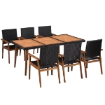 Set da Pranzo da Giardino 7 pz in Polyrattan Nero e Marrone