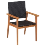 Set da Pranzo da Giardino 7 pz in Polyrattan Nero e Marrone
