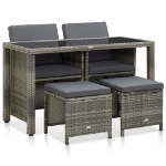 Set da Pranzo da Giardino 5 pz con Cuscini in Polyrattan Grigio