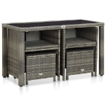 Set da Pranzo da Giardino 5 pz con Cuscini in Polyrattan Grigio