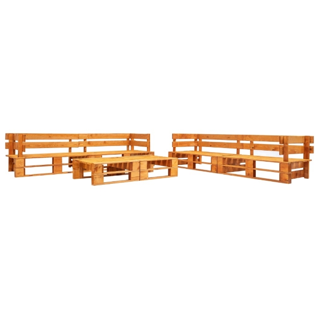 Set Divani da Giardino su Pallet 6 pz Marrone ambra in Legno
