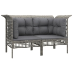 Divani Angolari da Giardino con Cuscini 2pz Polyrattan Grigio