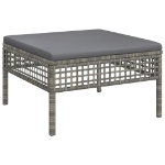 Poggiapiedi da Giardino con Cuscino in Polyrattan Grigio