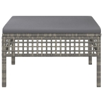 Poggiapiedi da Giardino con Cuscino in Polyrattan Grigio