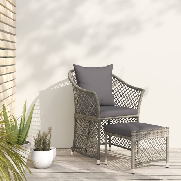 Set di Divani da Giardino 2 pz con Cuscini in Polyrattan Grigio