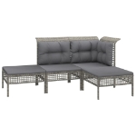 Set Divani da Giardino 4 pz con Cuscini in Polyrattan Grigio