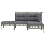 Set Divani da Giardino 4 pz con Cuscini in Polyrattan Grigio
