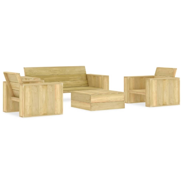 Set Divani da Giardino 4 pz in Legno di Pino Impregnato