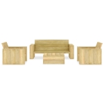 Set Divani da Giardino 4 pz in Legno di Pino Impregnato