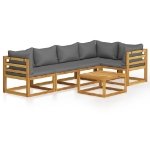 Set Divani da Giardino 6 pz con Cuscini in Massello di Acacia