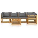 Set Divani da Giardino 6 pz con Cuscini in Massello di Acacia