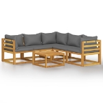 Set Divani da Giardino 6 pz con Cuscini in Massello di Acacia