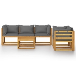Set Divani da Giardino 6 pz con Cuscini in Massello di Acacia