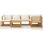 Set Divani da Giardino 8 pz con Cuscini Crema Massello Acacia