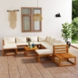 Set Divani da Giardino 12 pz con Cuscini Crema in Legno Acacia