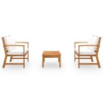Set Divani da Giardino 3 pz con Cuscini in Massello di Acacia