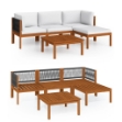 Set Divani da Giardino 5 pz con Cuscini Crema Massello Acacia