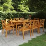 Set da Pranzo per Giardino 9 pz in Legno Massello di Acacia