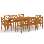 Set da Pranzo per Giardino 9 pz in Legno Massello di Acacia