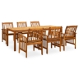 Set da Pranzo da Giardino 7 pz con Cuscini Massello di Acacia