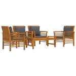 Set Salotto da Giardino 5 pz con Cuscini Legno Massello Acacia