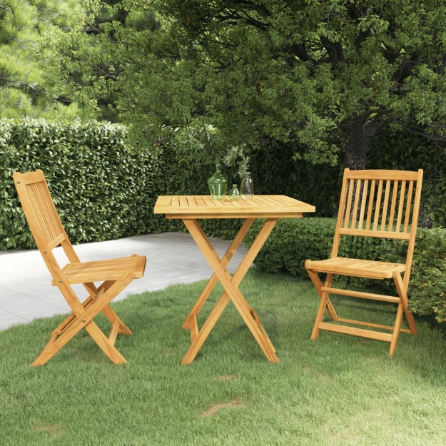 Set da Pranzo da Giardino 3 pz Pieghevole in Massello di Acacia