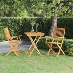 Set da Pranzo da Giardino 3 pz Pieghevole in Massello di Acacia