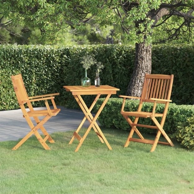 Set da Pranzo da Giardino 3 pz Pieghevole in Massello di Acacia