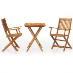 Set da Pranzo da Giardino 3 pz Pieghevole in Massello di Acacia