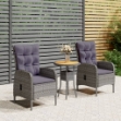 Set da Bistrot per Giardino 3 pz in Polyrattan Grigio