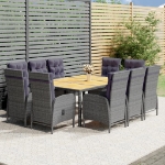 Set Pranzo da Giardino 11pz in Polyrattan Grigio