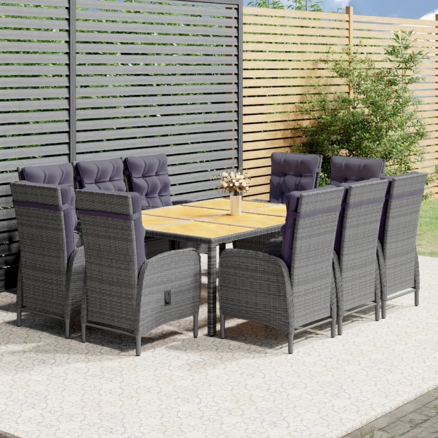 Set Pranzo da Giardino 11pz in Polyrattan Grigio