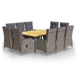 Set Pranzo da Giardino 11pz in Polyrattan Grigio