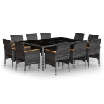 Set Pranzo da Giardino 11pz in Polyrattan Grigio
