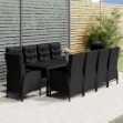 Set da Pranzo da Giardino 11 pz in Polyrattan Nero