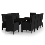 Set da Pranzo da Giardino 11 pz in Polyrattan Nero