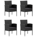Set da Pranzo da Giardino 5 pz in Polyrattan Nero