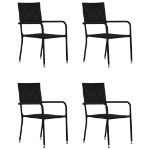 Set da Pranzo da Giardino 5 pz in Polyrattan Nero