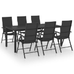 Set da Pranzo da Giardino 7 pz Nero