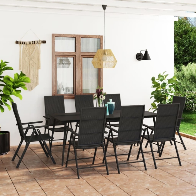 Set da Pranzo da Giardino 9 pz Nero